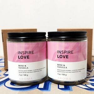 Bath & Body Works Aromatherapy Rose & Vanilla 7oz Single Wick Candle X2